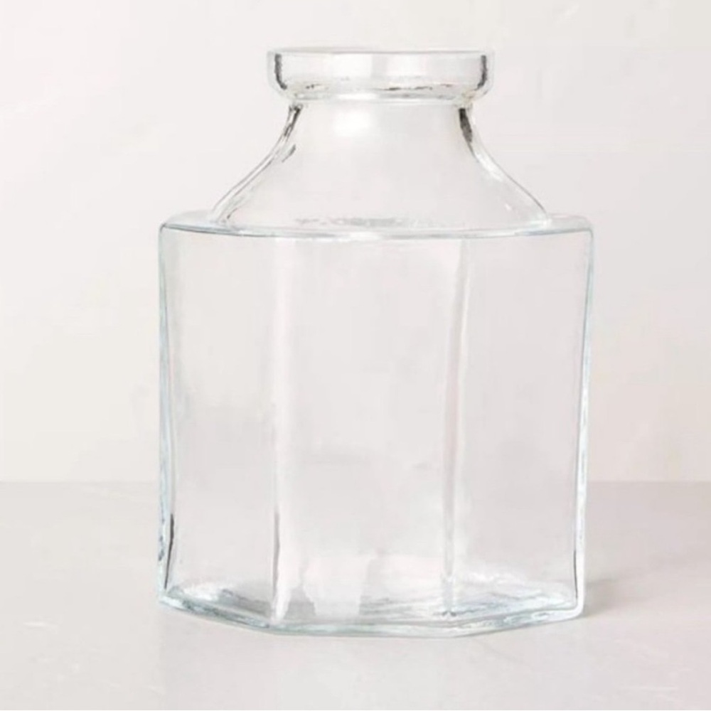 Octagonal Clear Glass Bottle Small Bud Vase-Hearth & Hand with Magnolia